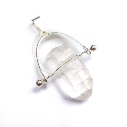 Quartz Crystal Point Arch Swivel Pendant (5 pcs)(Silver Plated) Wholesale Gemstone Jewelry Lot