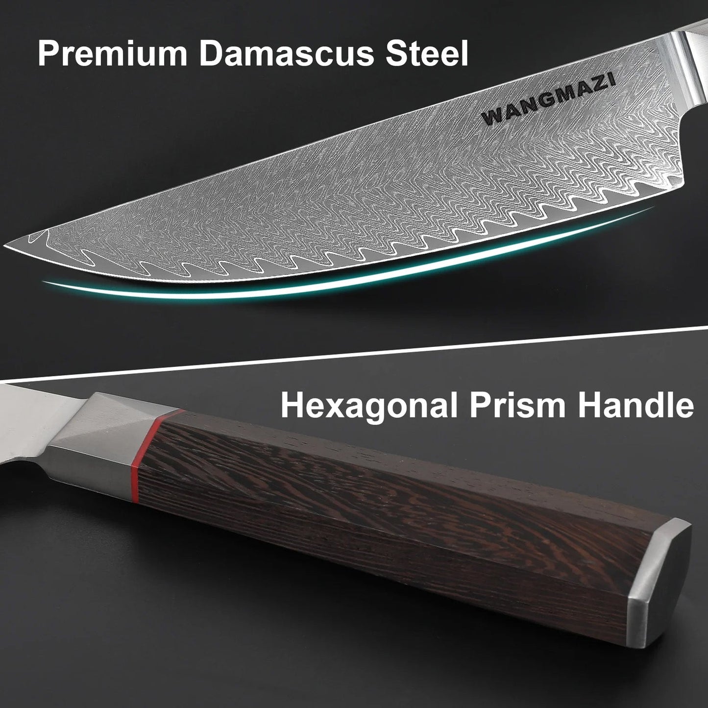 WANGMAZI 14-Piece Luxury Damascus Knife Set - Premium Kitchen Knives for Chefs & Home Cooks