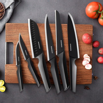 WANGMAZI 15-Piece Modern Kitchen Knife Set with Built-in Sharpener