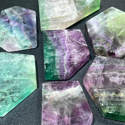 Rainbow Fluorite Crystal Slices (5 pcs) Wholesale Gemstone Slab Carving Tile Decor