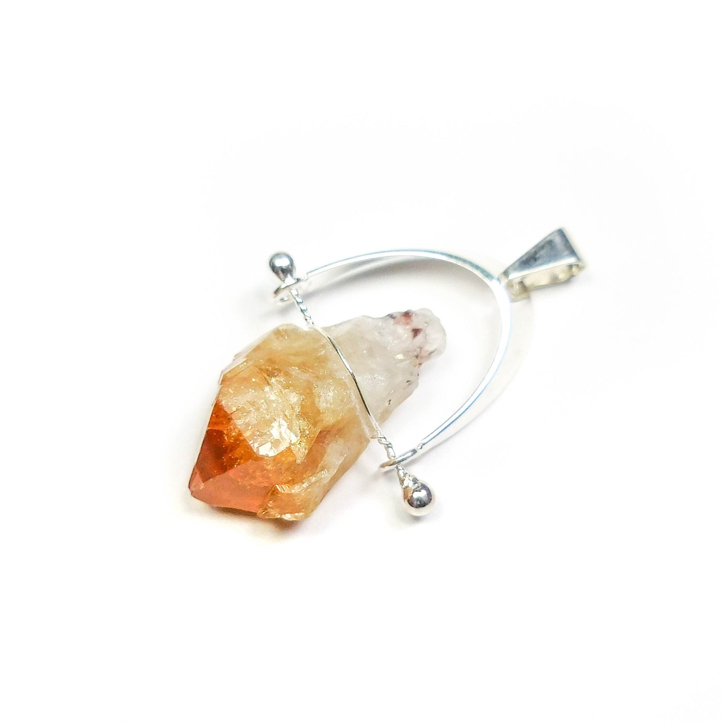 Citrine Crystal Point Pendant Silver Wire Wrapped Necklace Charm Healing Crystals And Stones