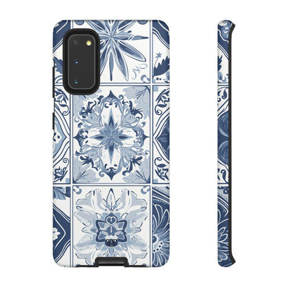 BLUE WHITE TILE | Tough Phone Case