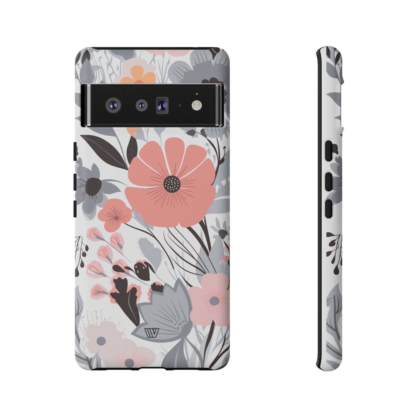 GRAY PASTEL FLOWERS | Tough Phone Case