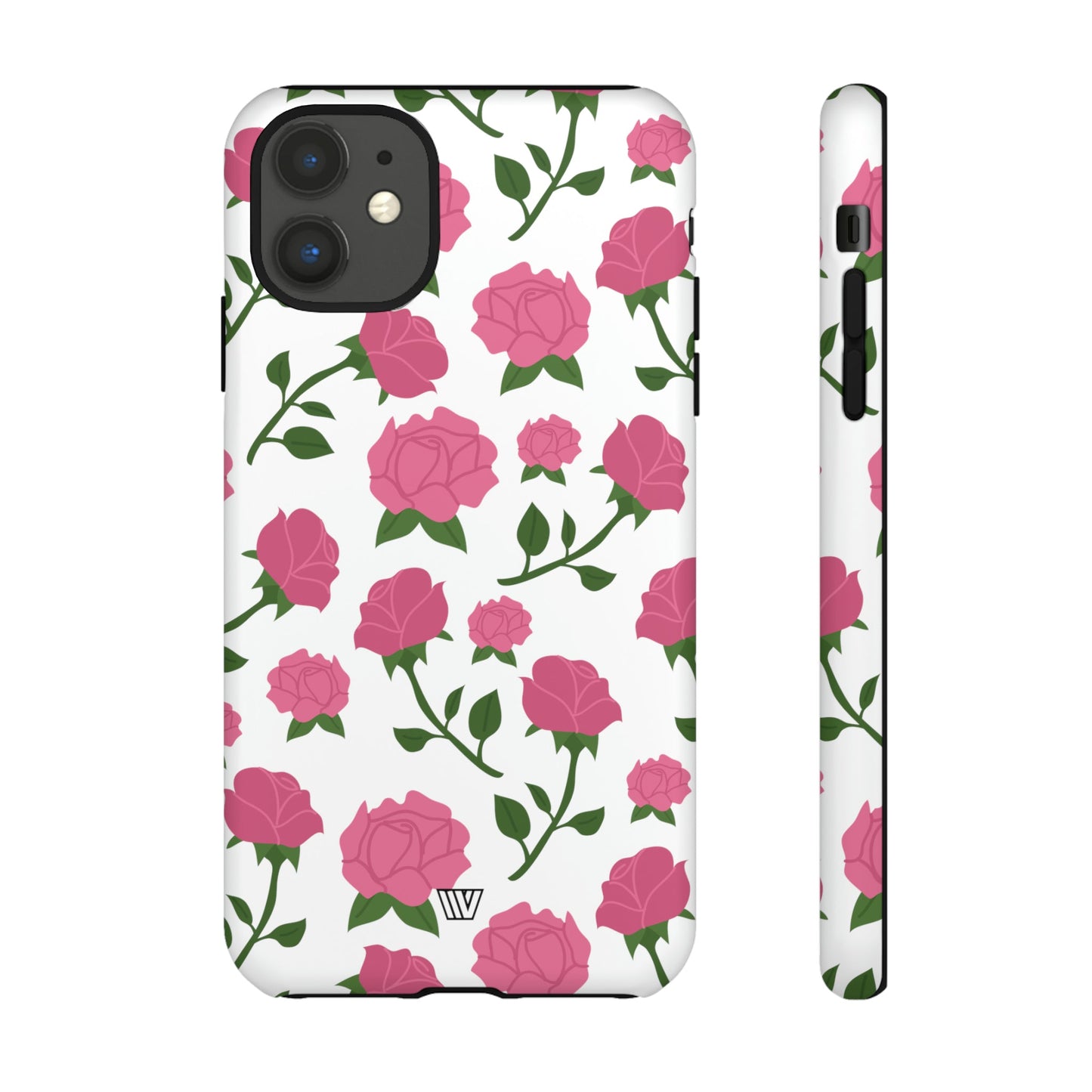 PINK ROSES ON WHITE | Tough Phone Case