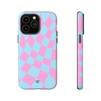 BLUE PINK CURVY CHECKERBOARD | Tough Phone Case