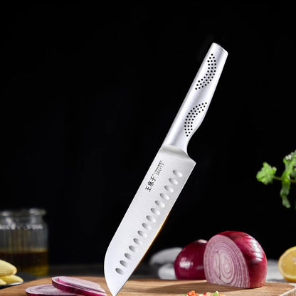 WANGMAZI Chef Santoku Knife（7-Inch, Sliver）