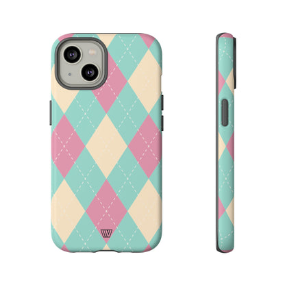 BLUE PINK BEIGE ARGYLE | Tough Phone Case