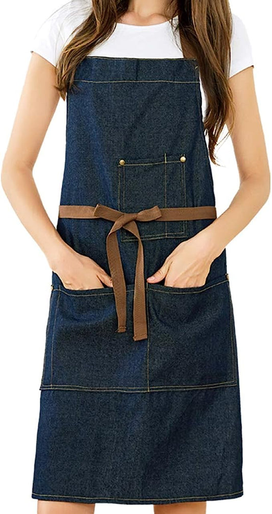 Adjustable Denim Jean Potting Apron with 5 Pockets