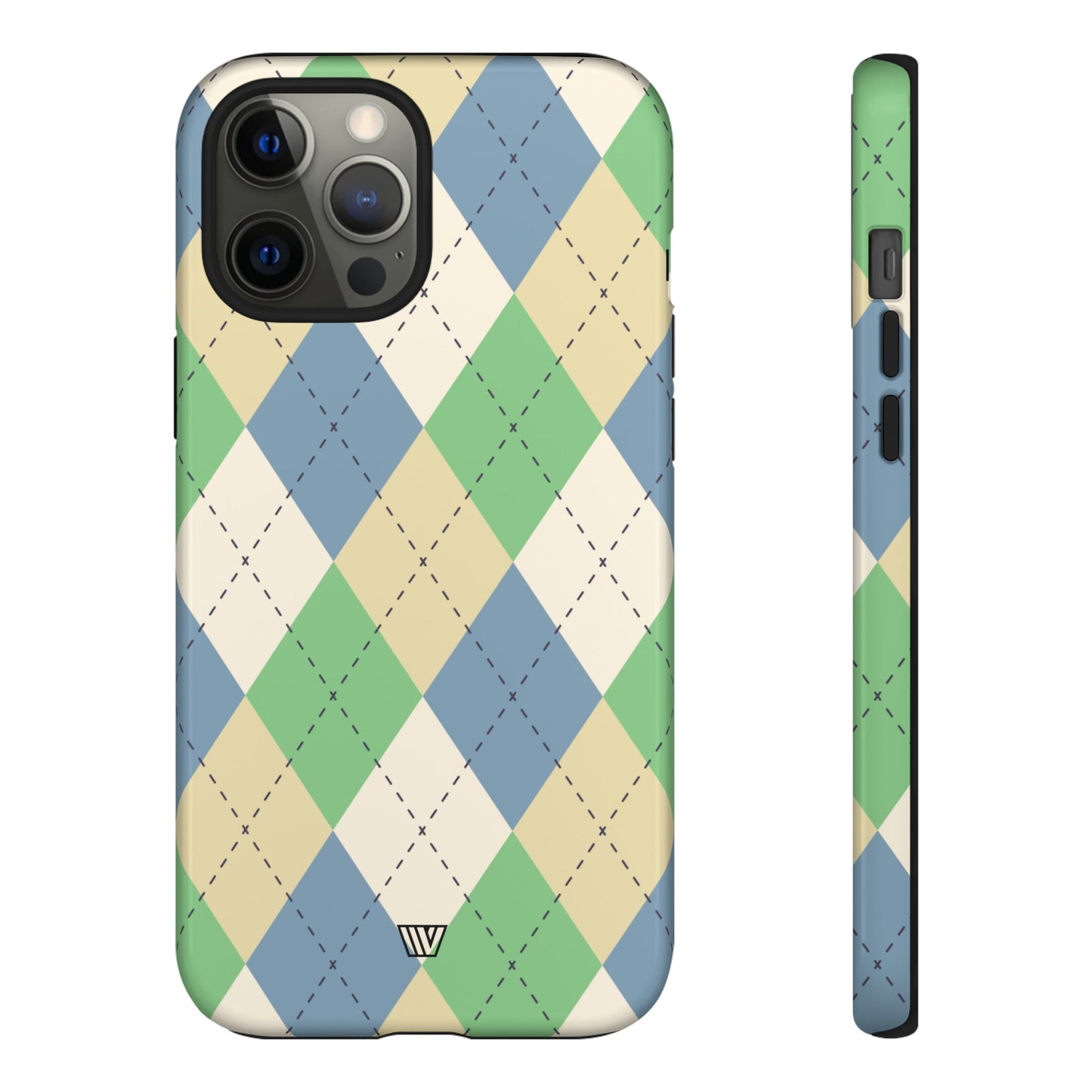 GREEN BLUE BEIGE ARGYLE | Tough Phone Case