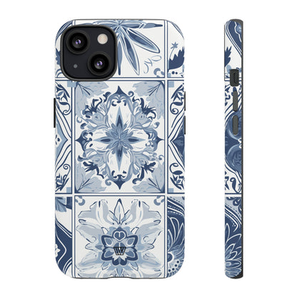 BLUE WHITE TILE | Tough Phone Case