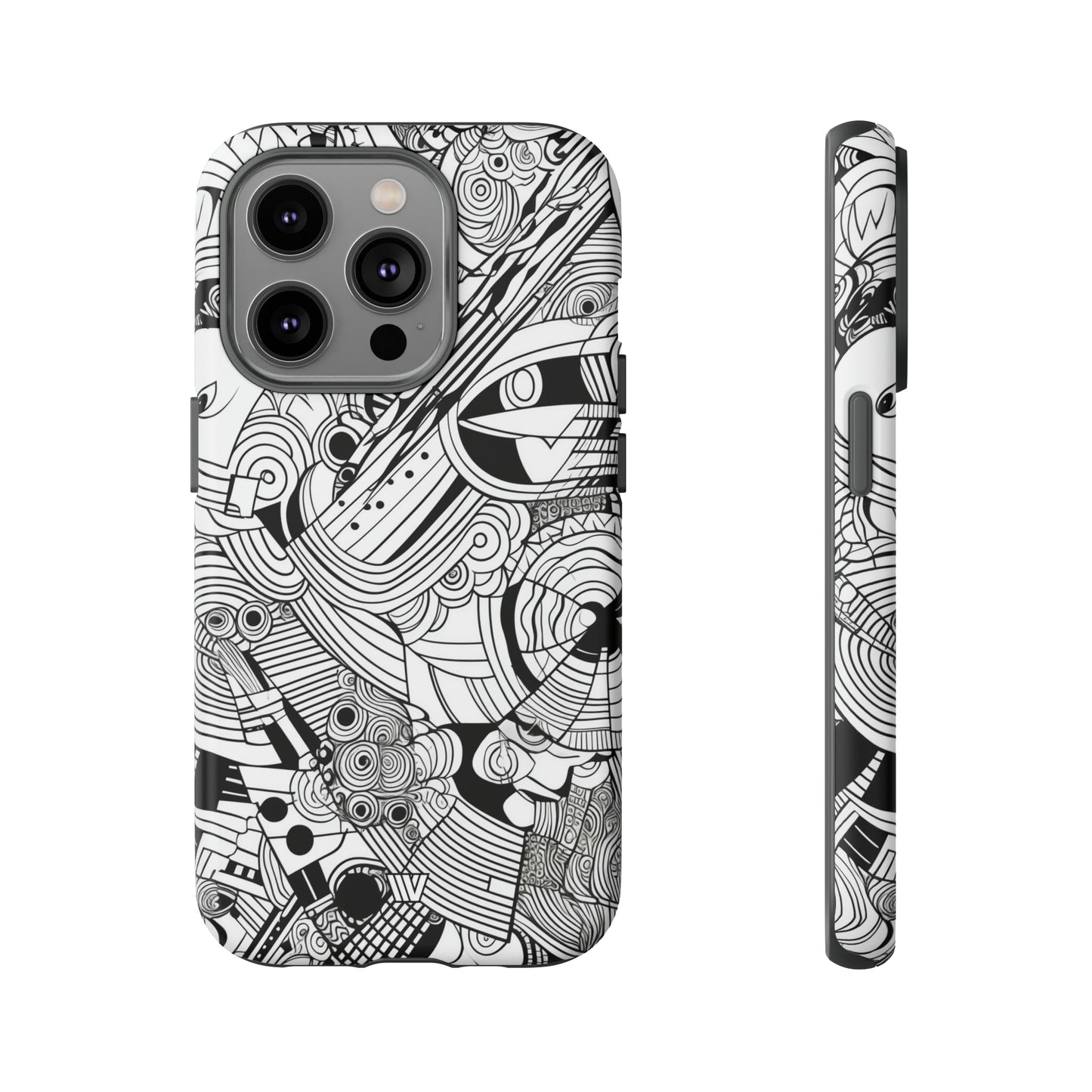 B&W ABSTRACT DOODLE | Tough Phone Case