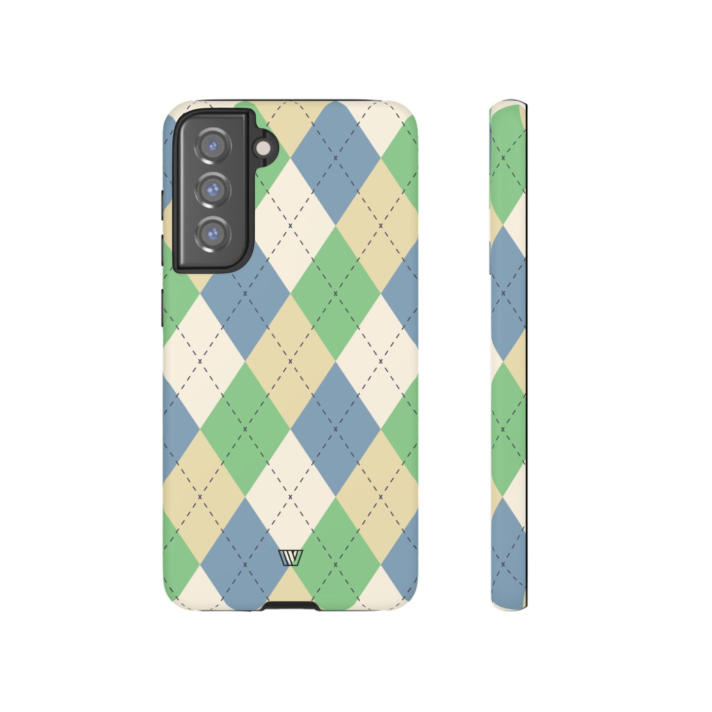 GREEN BLUE BEIGE ARGYLE | Tough Phone Case