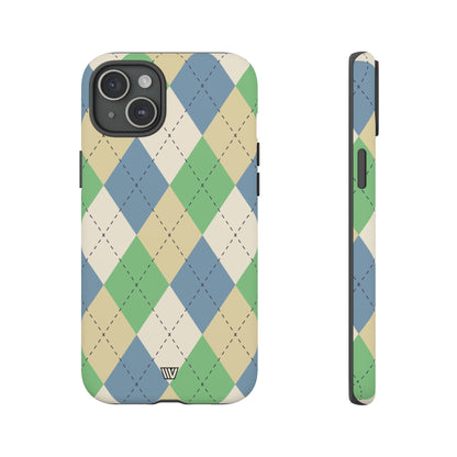 GREEN BLUE BEIGE ARGYLE | Tough Phone Case