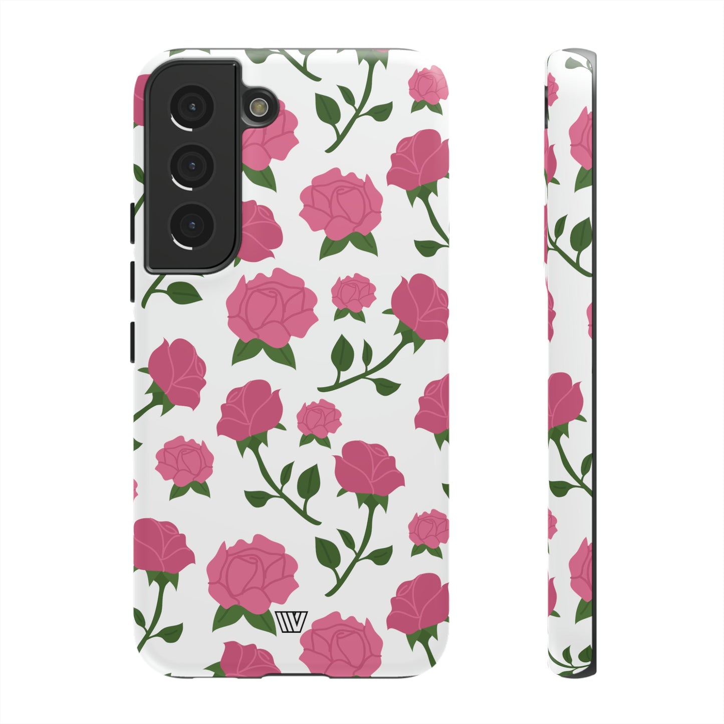 PINK ROSES ON WHITE | Tough Phone Case