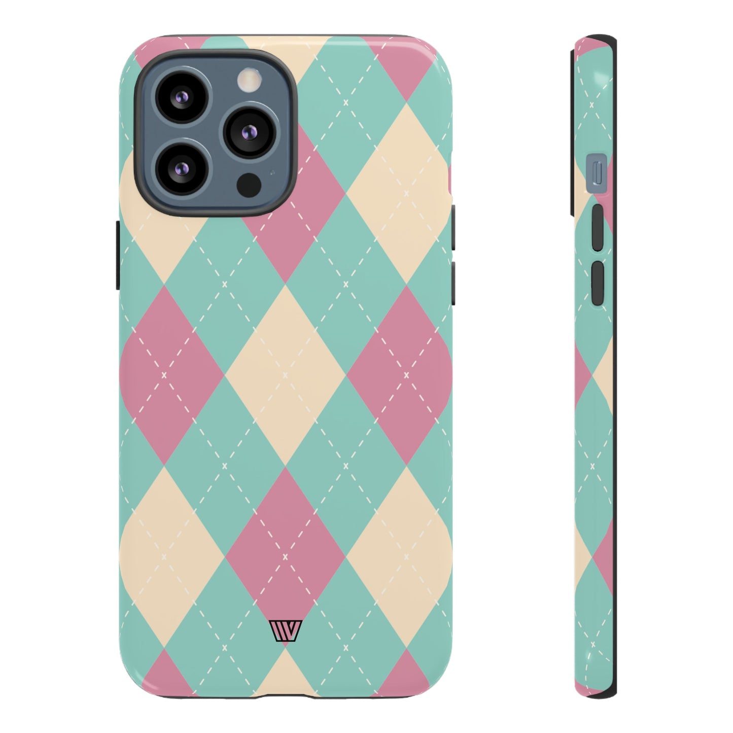 BLUE PINK BEIGE ARGYLE | Tough Phone Case