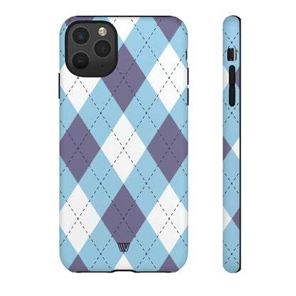 BLUE WHITE PURPLE ARGYLE | Tough Phone Case