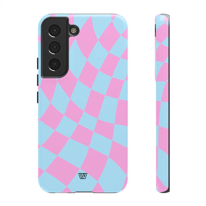 BLUE PINK CURVY CHECKERBOARD | Tough Phone Case