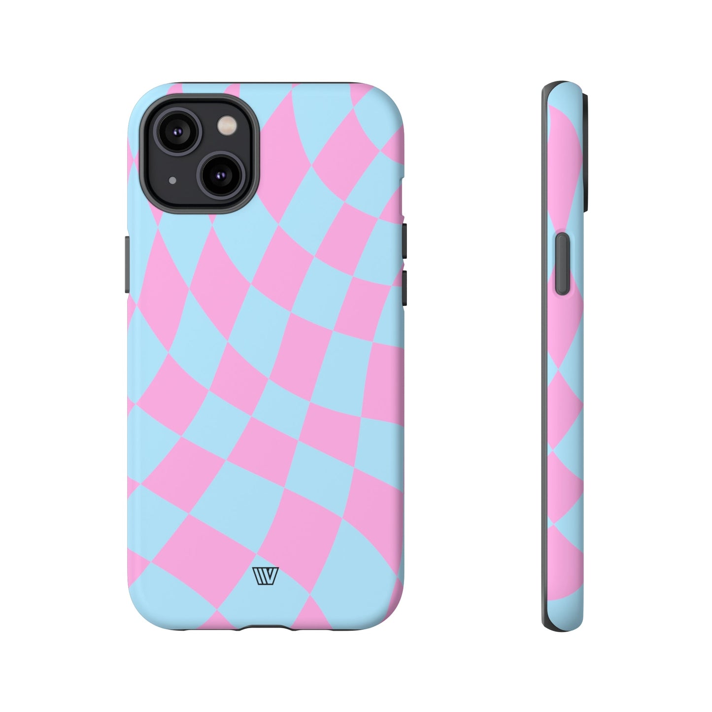 BLUE PINK CURVY CHECKERBOARD | Tough Phone Case