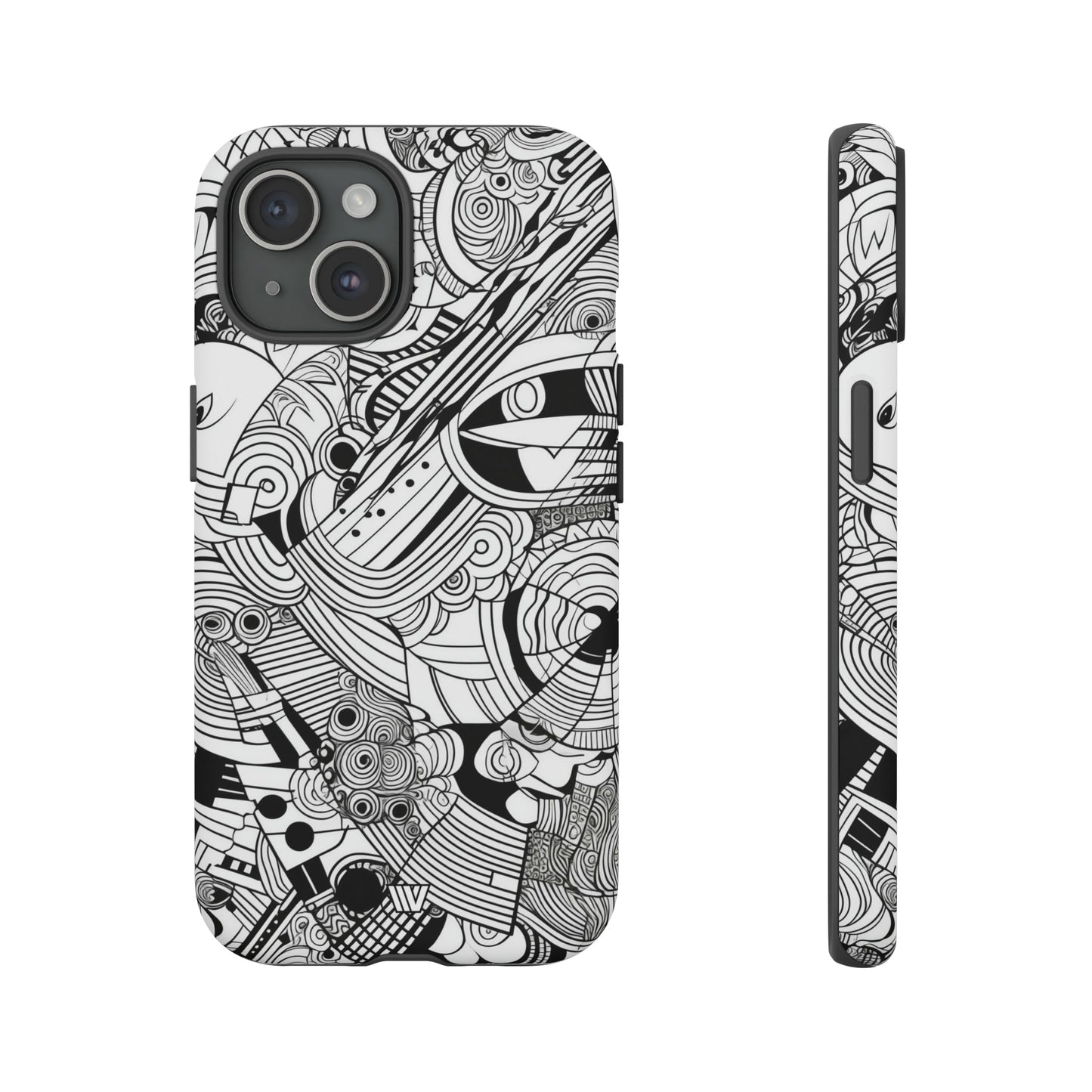 B&W ABSTRACT DOODLE | Tough Phone Case