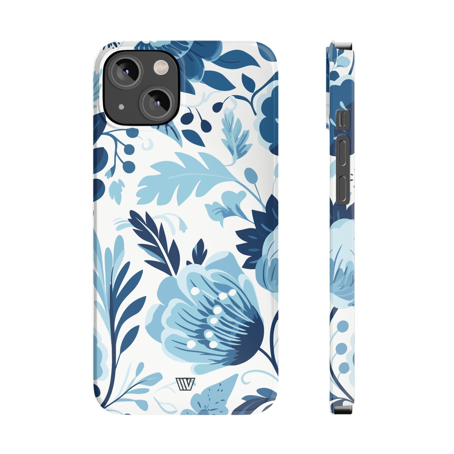 BLUE WHITE FLOWERS | Slim iPhone Case