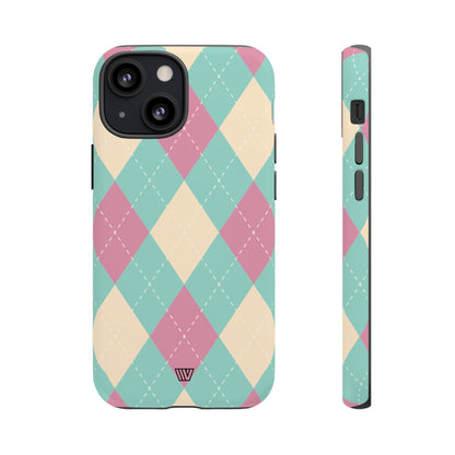 BLUE PINK BEIGE ARGYLE | Tough Phone Case