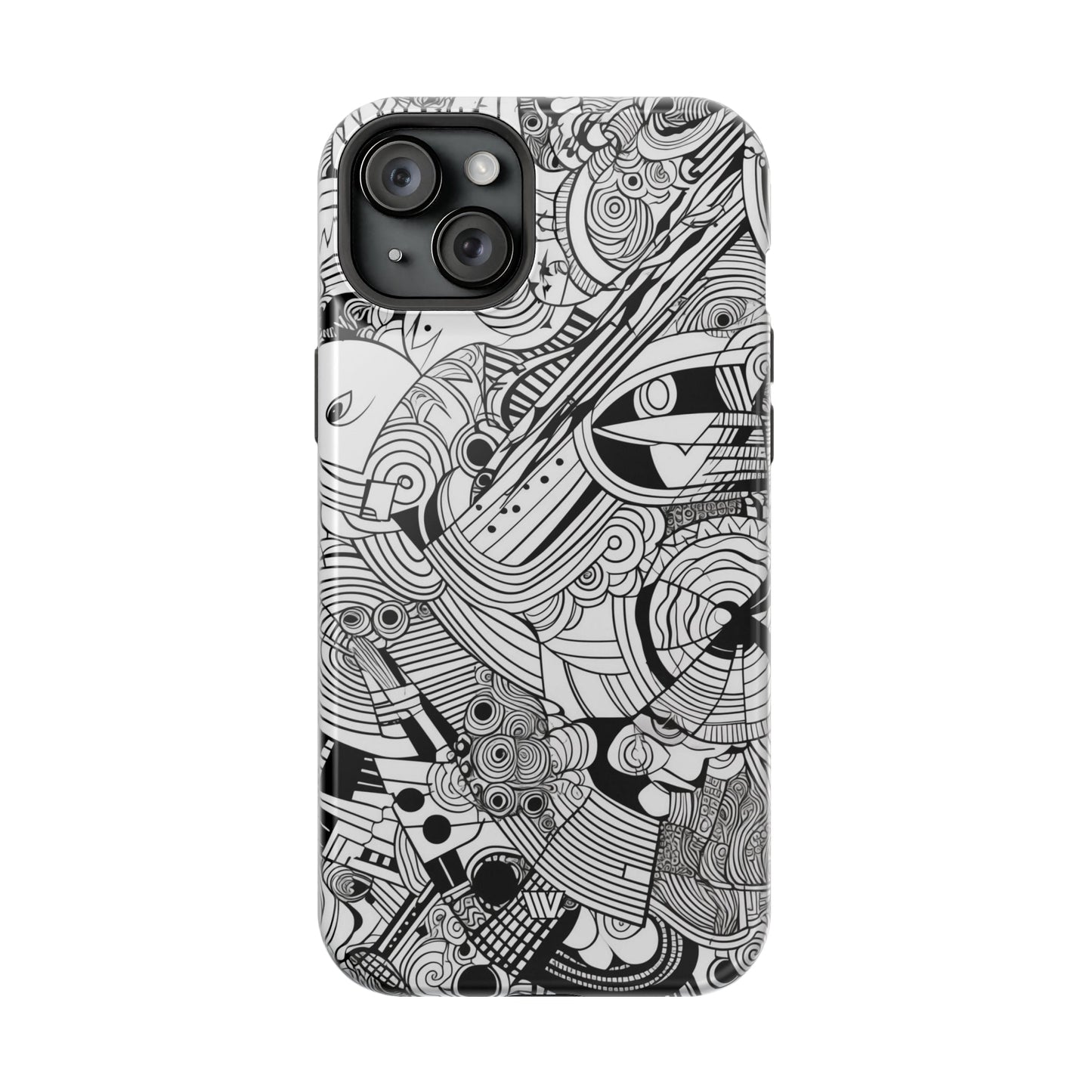 B&W ABSTRACT DOODLE | MagSafe Tough iPhone Case