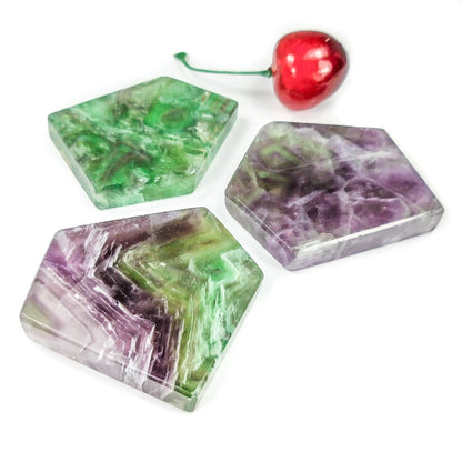 Rainbow Fluorite Crystal Slices (5 pcs) Wholesale Gemstone Slab Carving Tile Decor