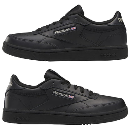 REEBOK BS6165 CLUB C JR'S (Medium) Black/Charcoal Leather Lifestyle Shoes