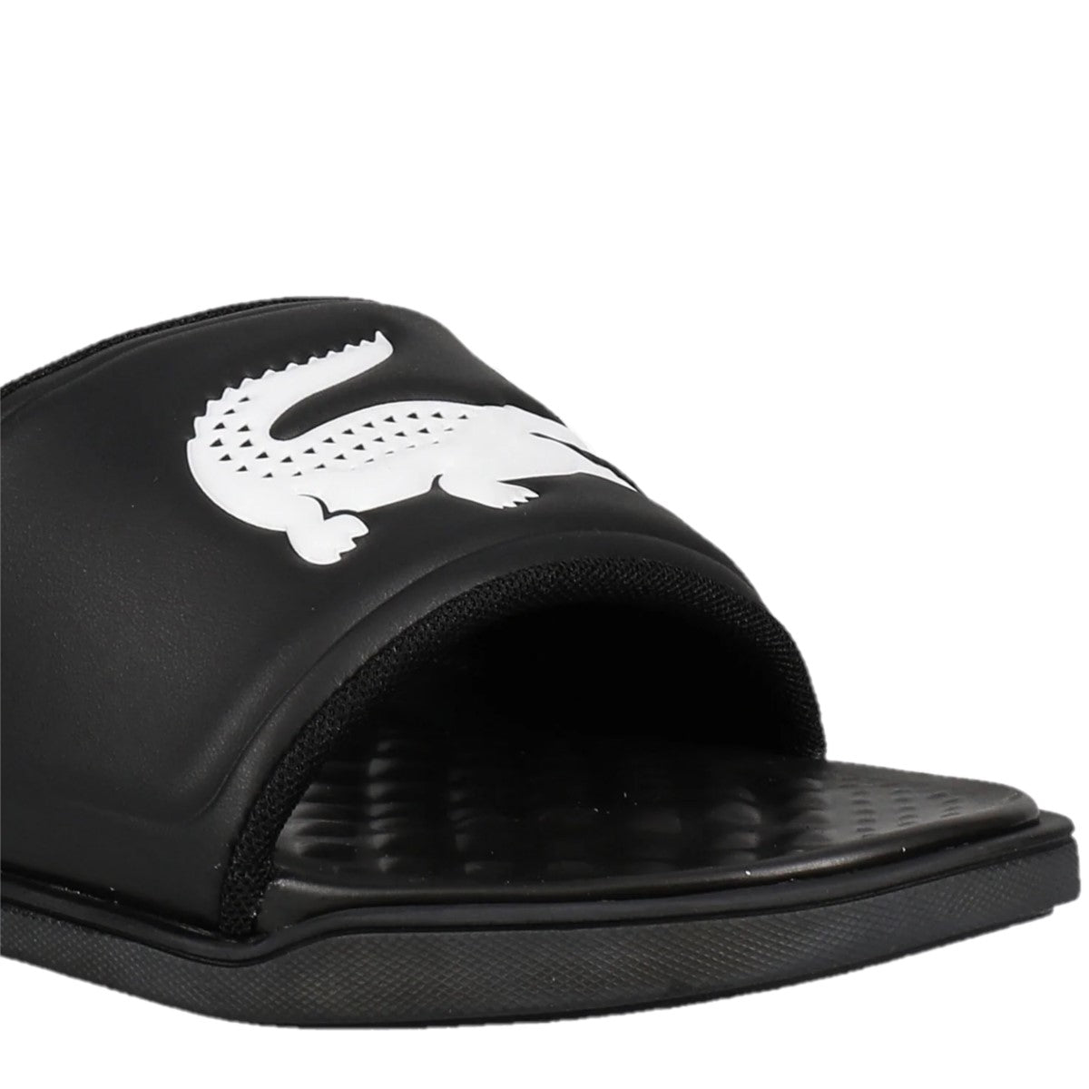 LACOSTE 7-43CMA0020312 CROCO DUALISTE LOGO STRAP 0922 MN'S (Medium) Black/White Synthetic Slide