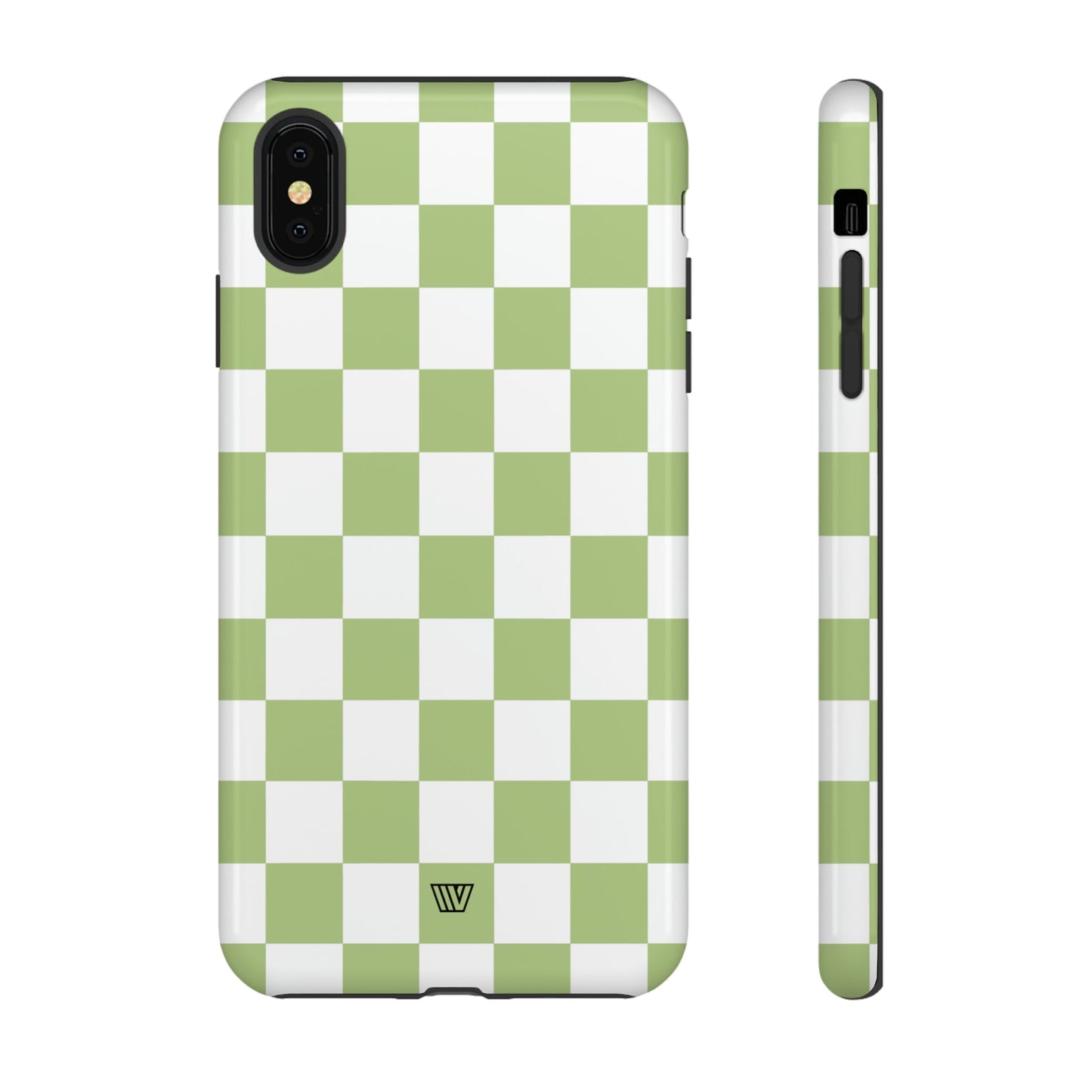 PALE OLIVE WHITE CHECKERBOARD | Tough Phone Case