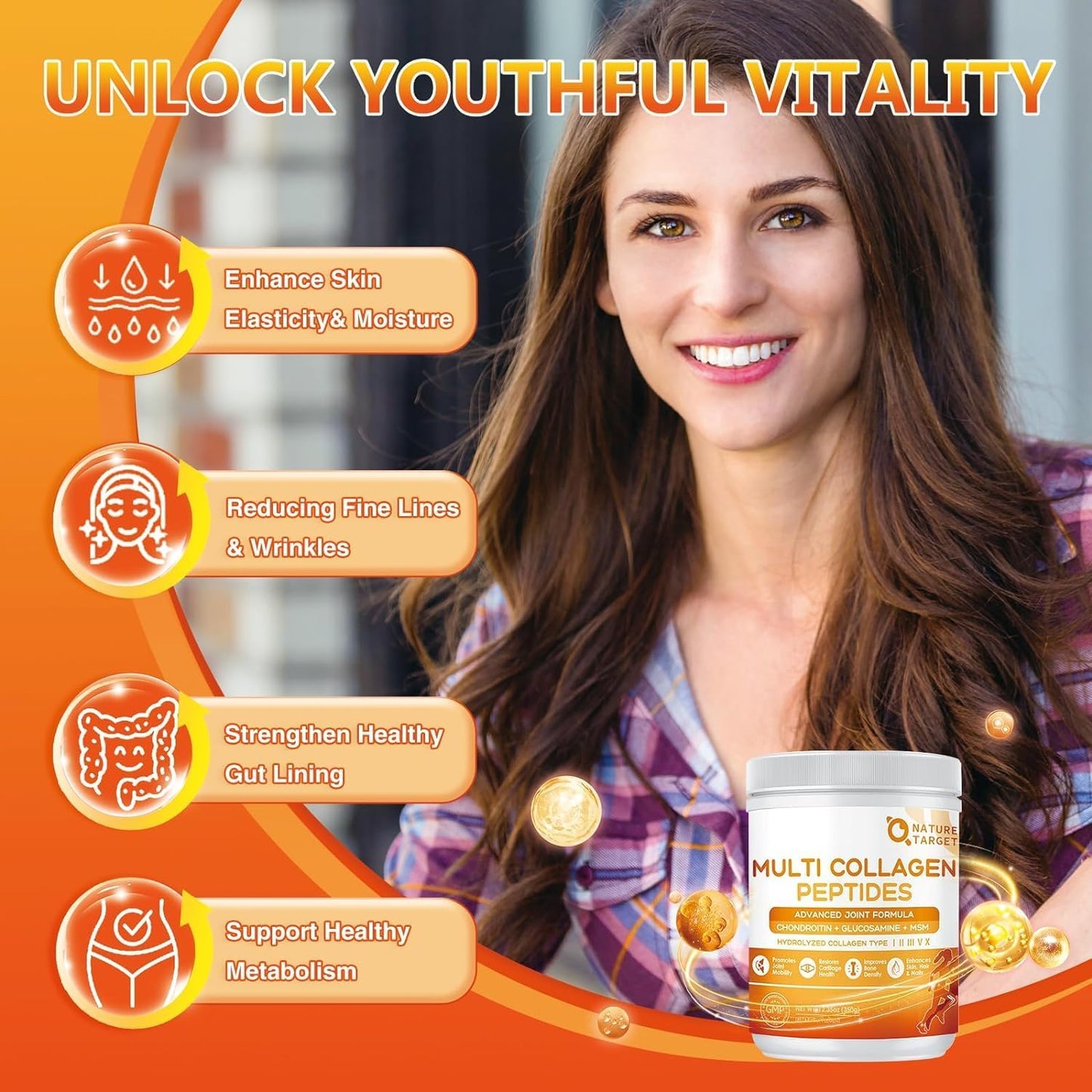 Multi Hydrolyzed Collagen Peptides Powder, Strengthening Bones and Joints