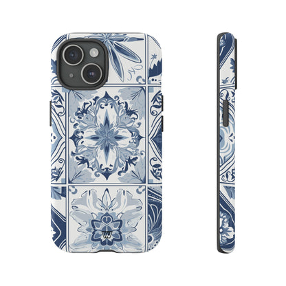 BLUE WHITE TILE | Tough Phone Case