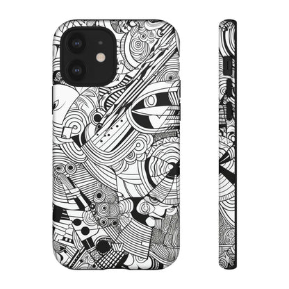 B&W ABSTRACT DOODLE | Tough Phone Case