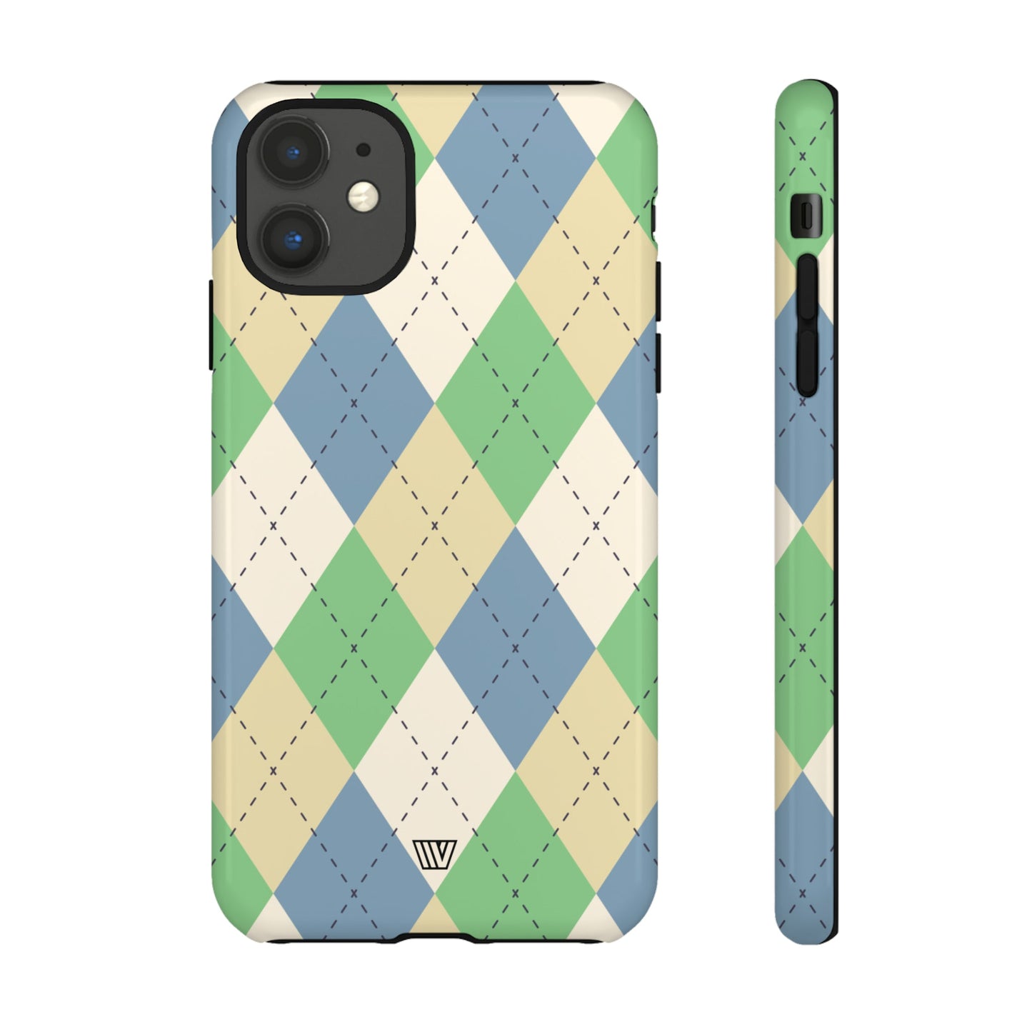 GREEN BLUE BEIGE ARGYLE | Tough Phone Case