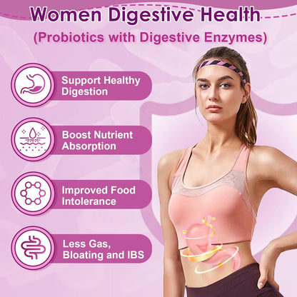 Probiotics for Women Gut Health, with Digestive Enzymes & Prebiotics