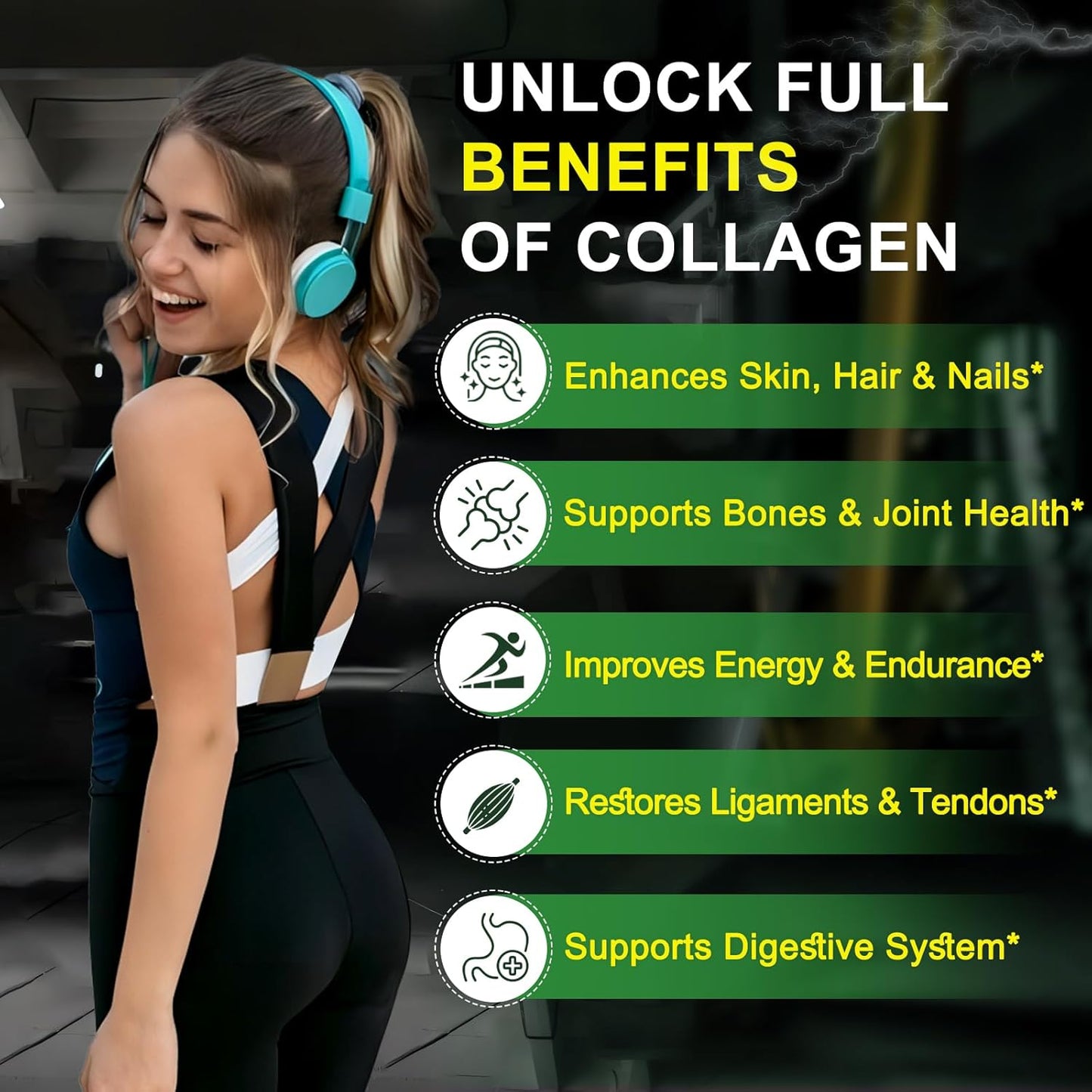 Multi Collagen Peptides Powder - Hydrolyzed Collagen with Energy Blend