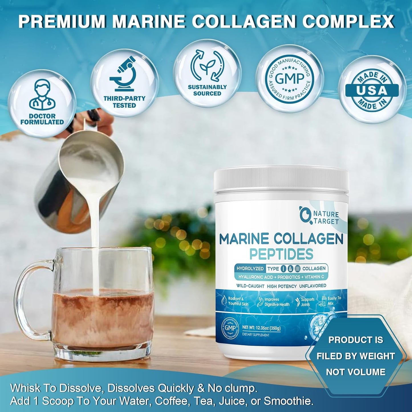 Wild Caught Marine Collagen Peptides Powder, with 18 Amino Acids