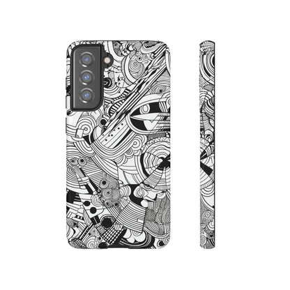 B&W ABSTRACT DOODLE | Tough Phone Case