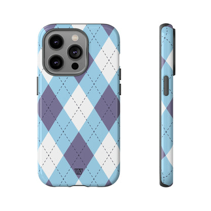 BLUE WHITE PURPLE ARGYLE | Tough Phone Case