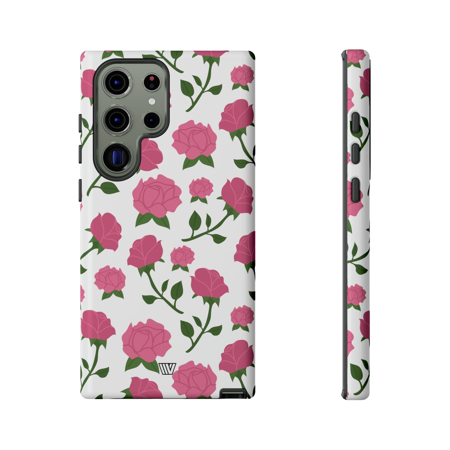 PINK ROSES ON WHITE | Tough Phone Case