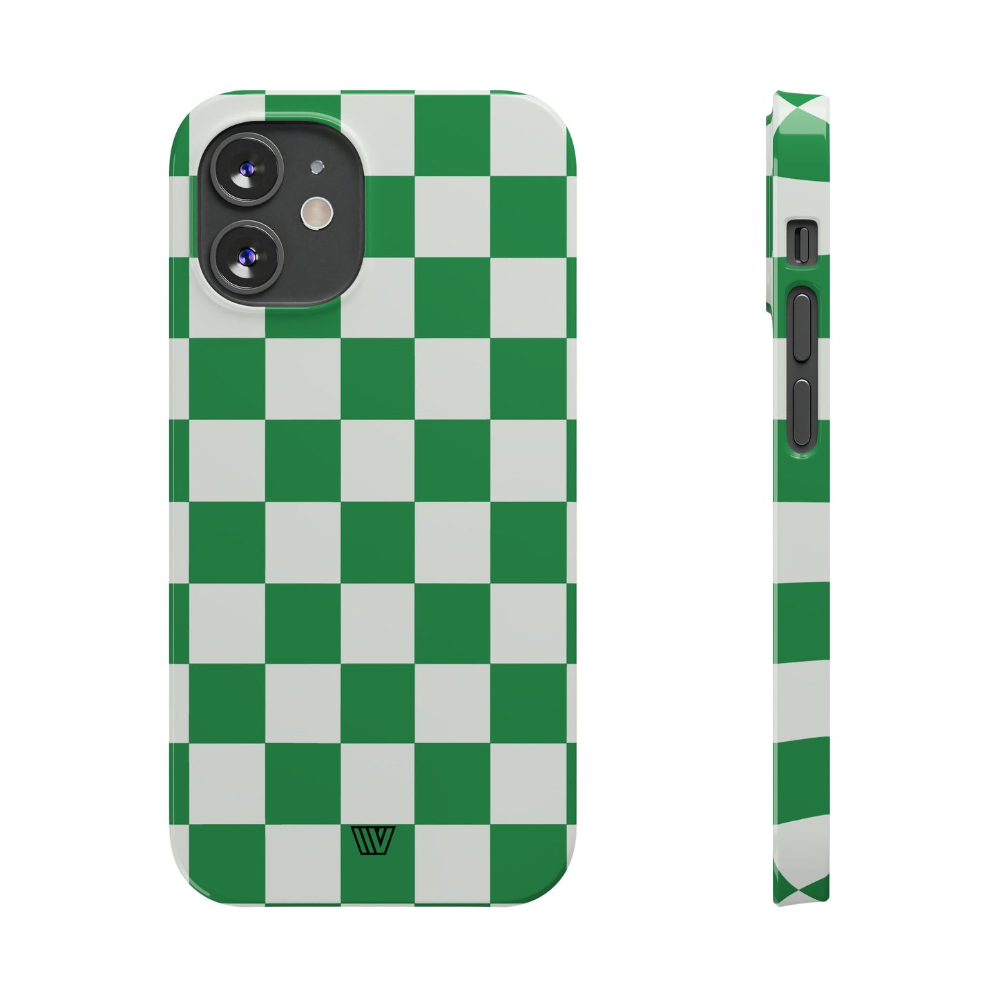 GREEN WHITE CHECKERBOARD | Slim iPhone Case