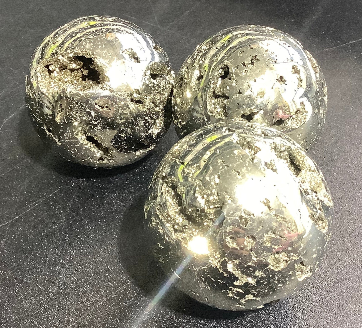 Iron Pyrite Sphere Druzy Crystal Ball Polished Gemstone Orb Carving