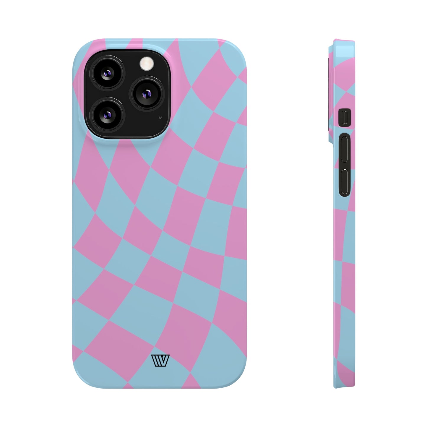 BLUE PINK CURVY CHECKERBOARD | Slim iPhone Case