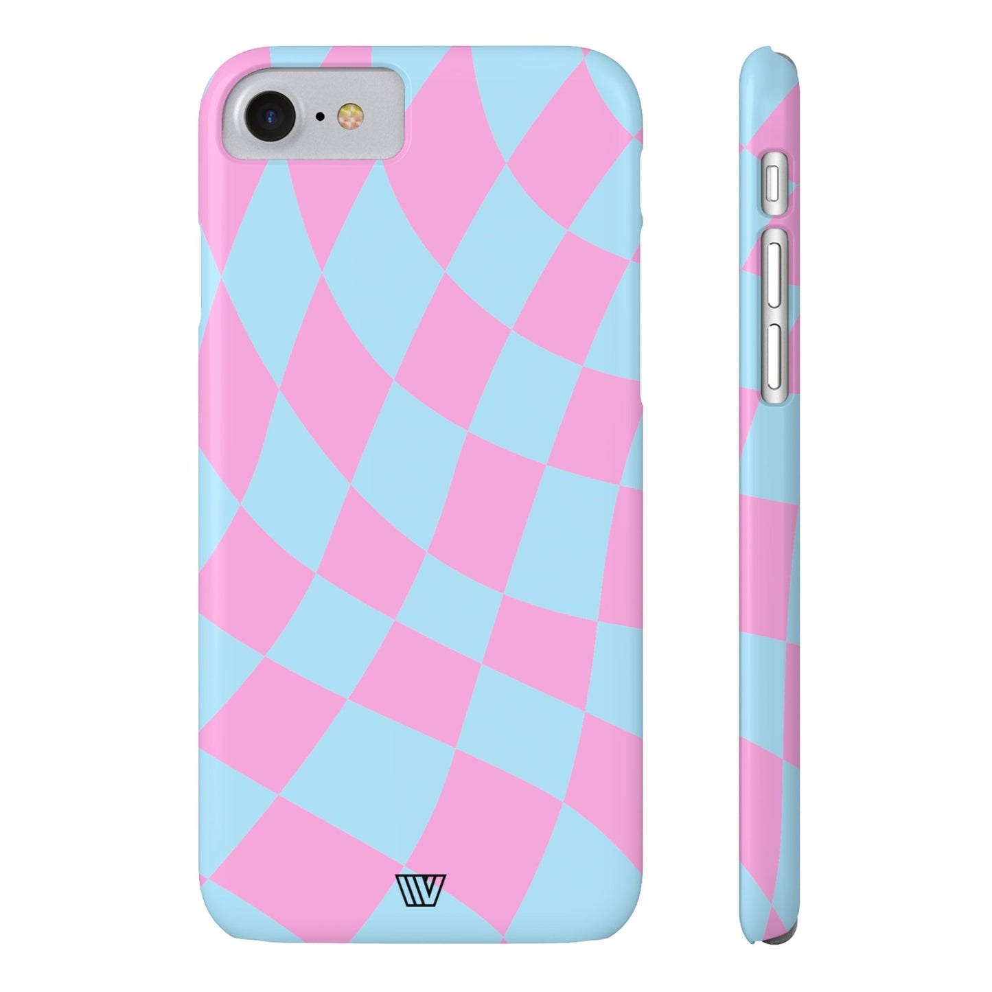 BLUE PINK CURVY CHECKERBOARD | Slim iPhone Case