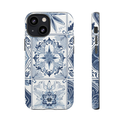 BLUE WHITE TILE | Tough Phone Case