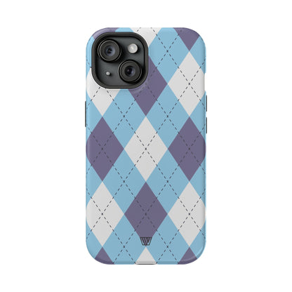 BLUE WHITE PURPLE ARGYLE | MagSafe Tough iPhone Case