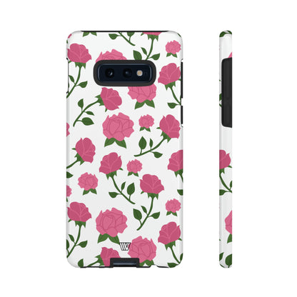 PINK ROSES ON WHITE | Tough Phone Case