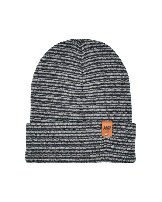 HW6088 HAAKWEAR Traditional Contrast Cuffed Beanie - Gray/Blue, Made in USA