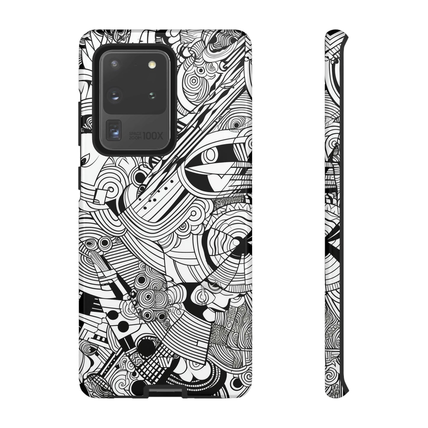 B&W ABSTRACT DOODLE | Tough Phone Case