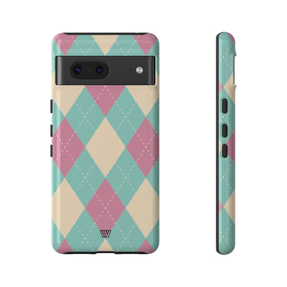 BLUE PINK BEIGE ARGYLE | Tough Phone Case